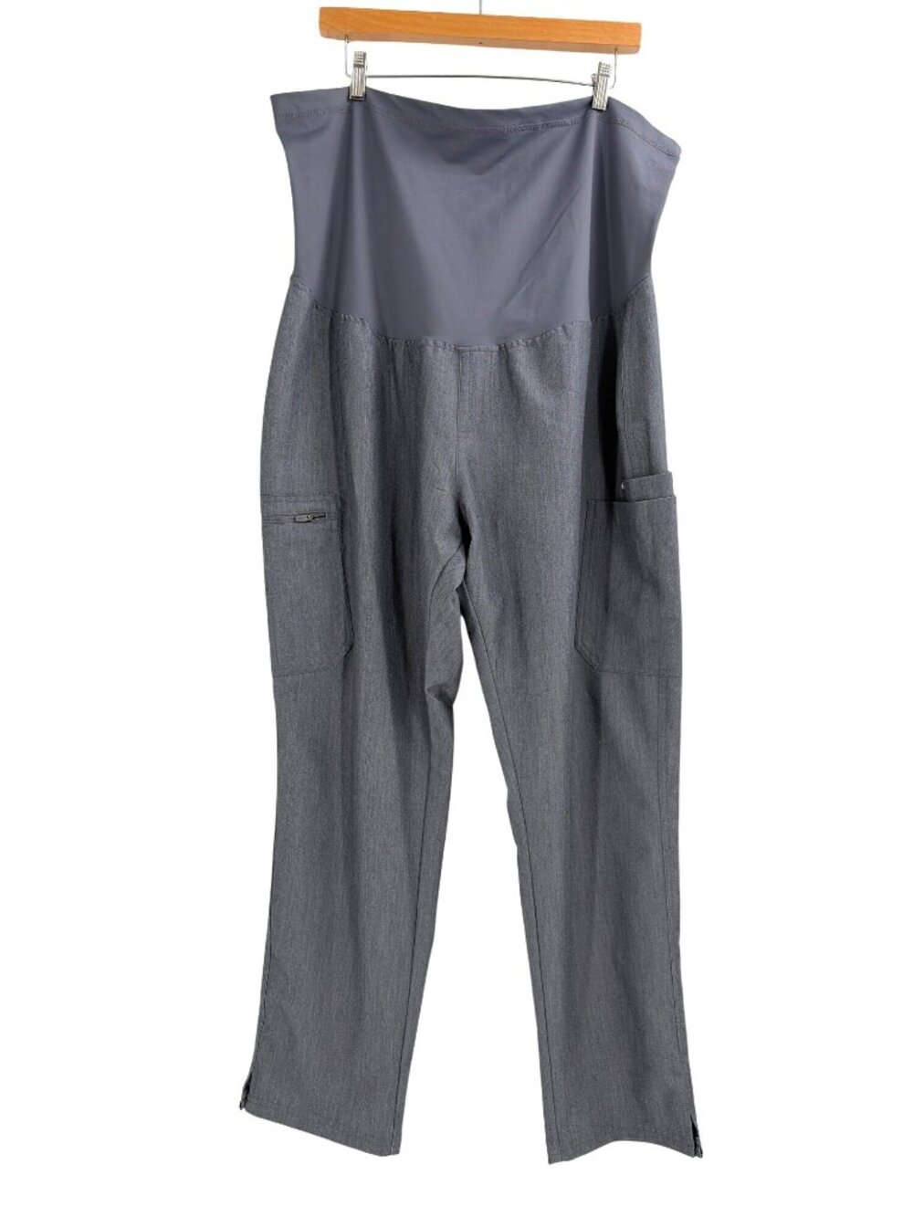 FIGS Kade Maternity Straight-Leg Scrub Pants Charcoal Womens XXL Full Waistband